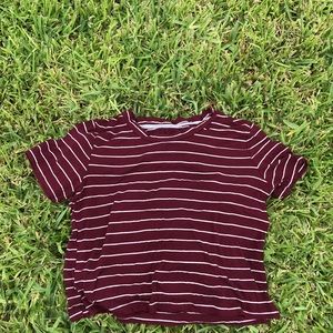 Burgundy and White striped top